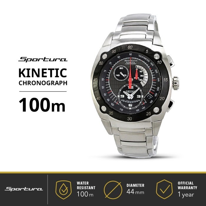 New Seiko Sportura Kinetic Chronograph Snl043P1 Snl043 Sapphire Stainless Terbatas