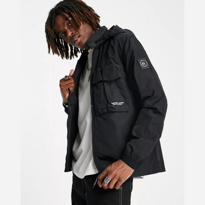 Jual Marshall Artist Detachable Hooded Jacket Black Original | Shopee ...
