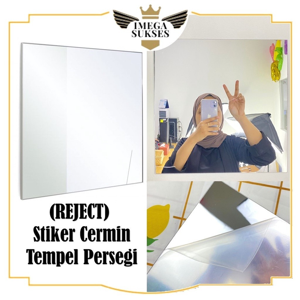 Jual (REJECT) Stiker Cermin Dinding Tempel Persegi Rectangular 30x30cm