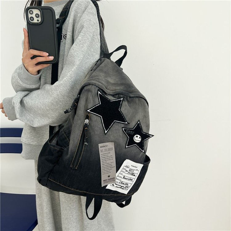 Jual Mode baru tie-dye denim tas bahu berkapasitas besar tas bahu