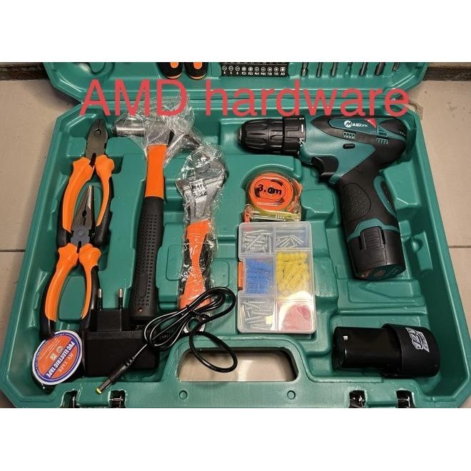 Jual Paket Toolkit Bor Cordless Lengkap Toolbox Handtools 12V Jld 112Pc ...