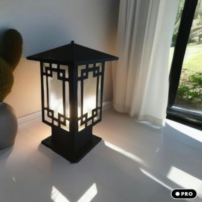 Jual Lampu Pilar pagar minimalis outdoor-Lampu pilar pagar - Hitam kaca