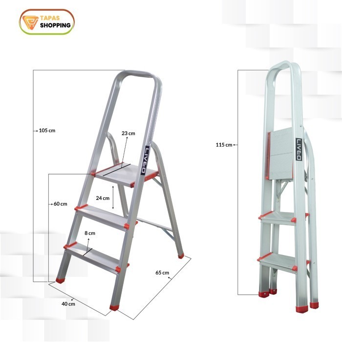 Jual Tangga Lipat Alumunium Ladder Step Liveo Lv Shopee Indonesia