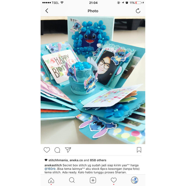 Jual secretbox exploding box stitch ulang tahun anniversary boneka box ...