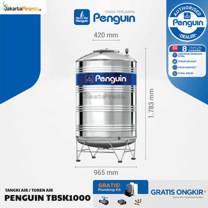 Jual Penguin Tangki Toren Tandon Air Stainless Tbsk 1000 1000 Liter Shopee Indonesia 3953