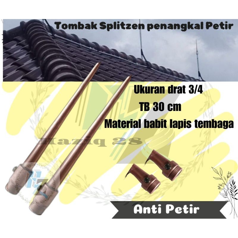 Jual Penangkal Petir 30 Cm, Uk ¾ Inch / Tombak Splitzen Penangkal Petir ...