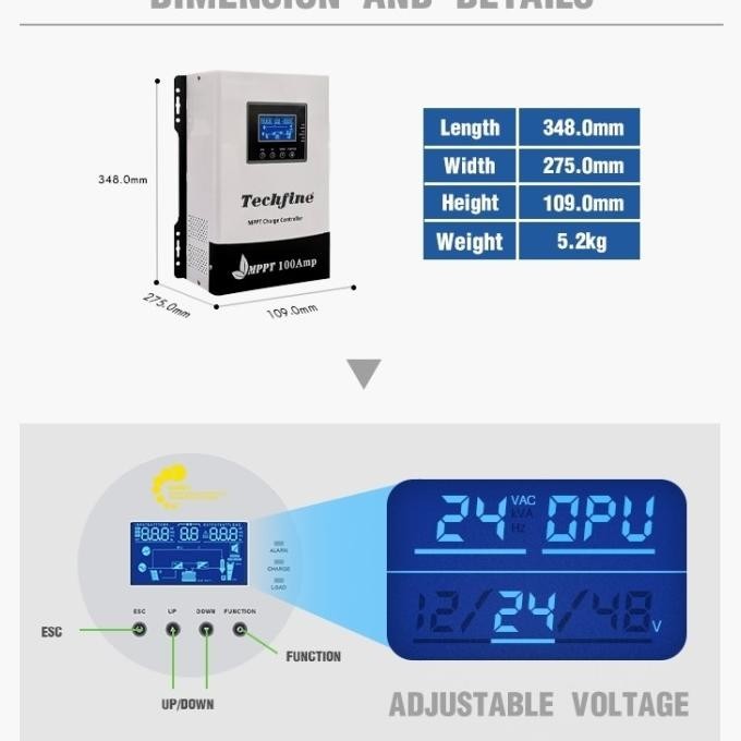 Jual Mppt 100A Techfine Solar Charge Controller Scc Pv Solar Panel ...
