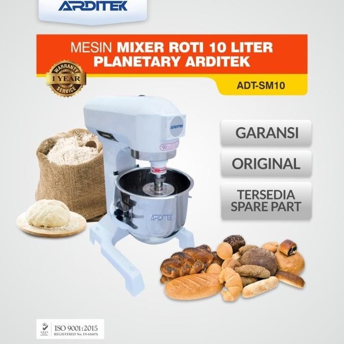 Jual Mesin Mixer Roti 10 Liter Planetary Arditek Adt-Sm10 | Shopee ...