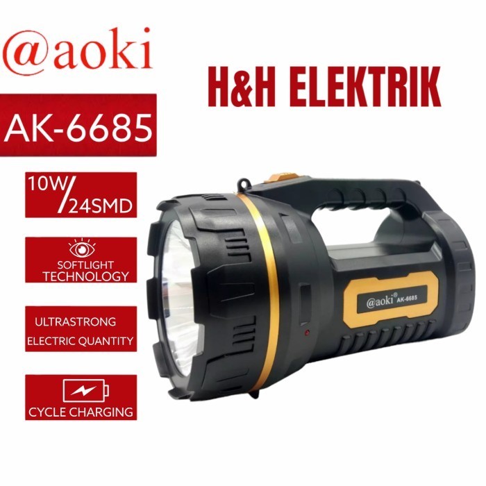 Jual SENTER LED PREMIUN (JUMBO) AOKI 10W+24SMD AK-6685 | Shopee Indonesia