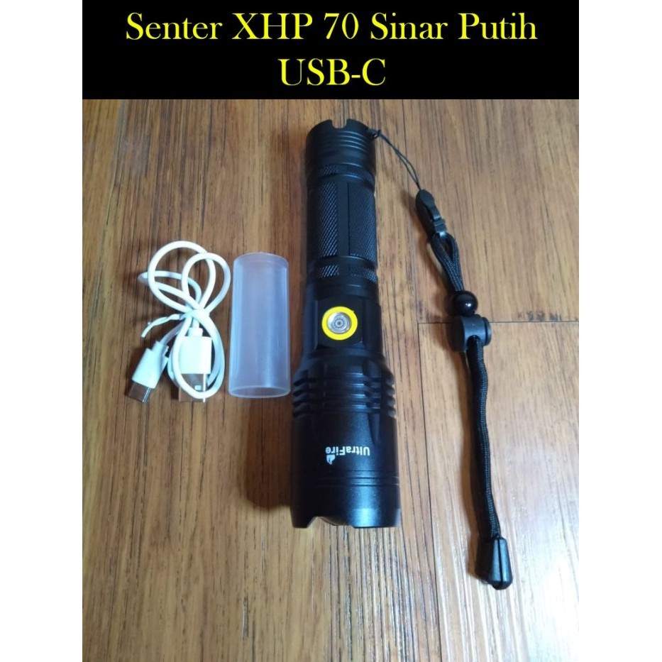 Jual Senter LED super terang putih XHP 70 ultrafire 18650 26650 P70 USB ...