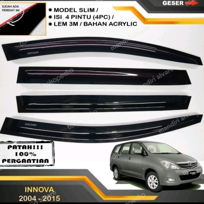 Jual Ready Talang air pintu mobil Inova 2004-2015 Model SLIM CEMBUNG ...
