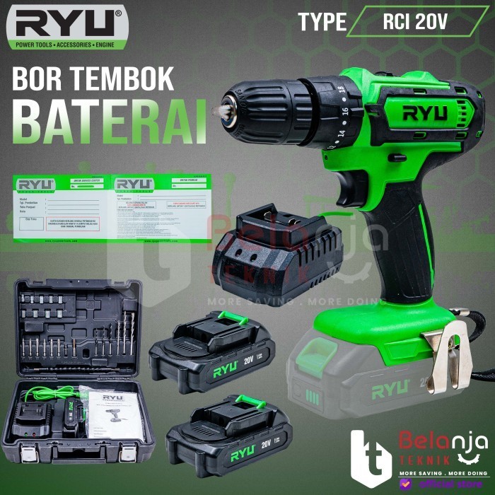 Jual Ryu Bor Tembok Baterai Cordless Rci 20V Impact Drill Set 20 V