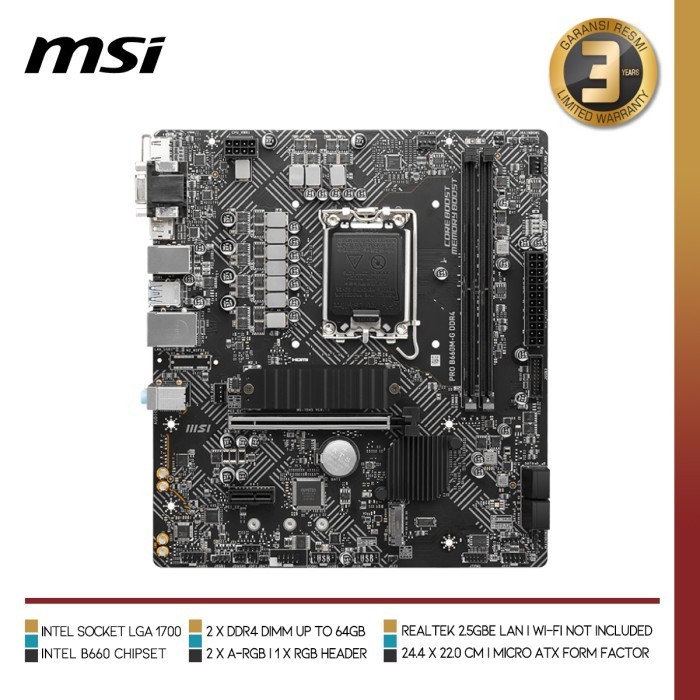 Jual Msi Pro B660M-G Ddr4 Motherboard Intel B660 Lga 1700 Ddr4 Micro ...