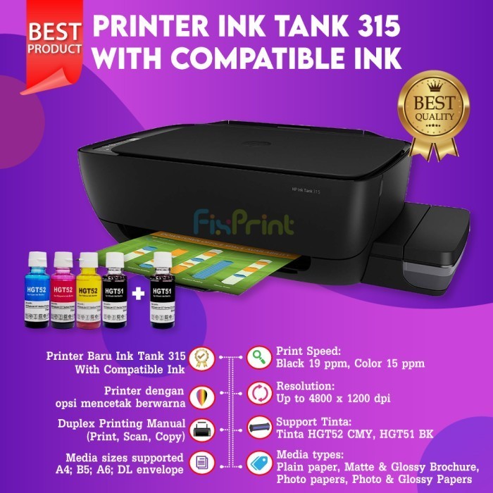 Jual Printer Hp Smart Tank 580 Wifi / Wireless Ink Tank 315 All In One ...