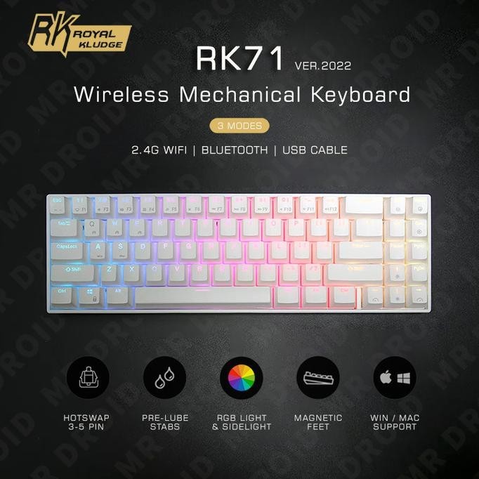 Jual Royal Kludge RK71 RGB Wireless Mechanical Gaming Keyboard Hotswap ...