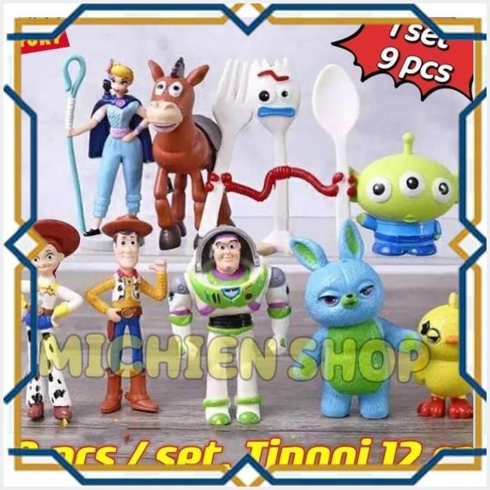 Jual [MCH] 9 PCS TOY STORY 4 WOODY BUZZ LIGHTYEAR FORKY JESSIE BO PEEP ...