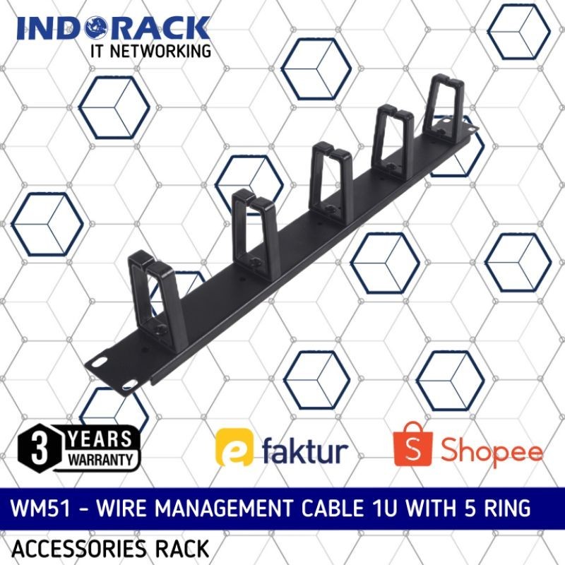 Jual WM51 Horizontal Wire Management Cable 1U with 5 Ring Wiring Panel ...