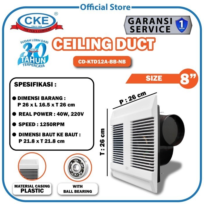 Jual Exhaust Ceiling Ktd A Ball Bearing Inch W Plafon Rumah