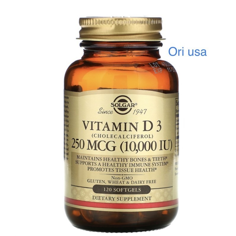 Jual Solgar Vitamin D3 10000 Iu 120 Softgel Vit D3 10000Iu Usa 250 Mcg ...
