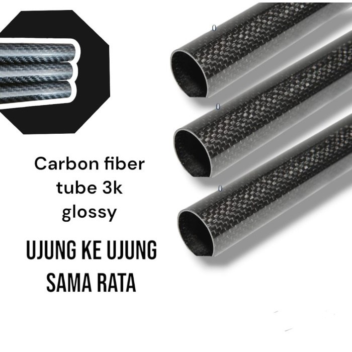 Lot de 2 tubes en fibre de carbone 3K à tissage uni, longueur 500 mm, diamètre extérieur 25 mm, diamètre intérieur 21 mm