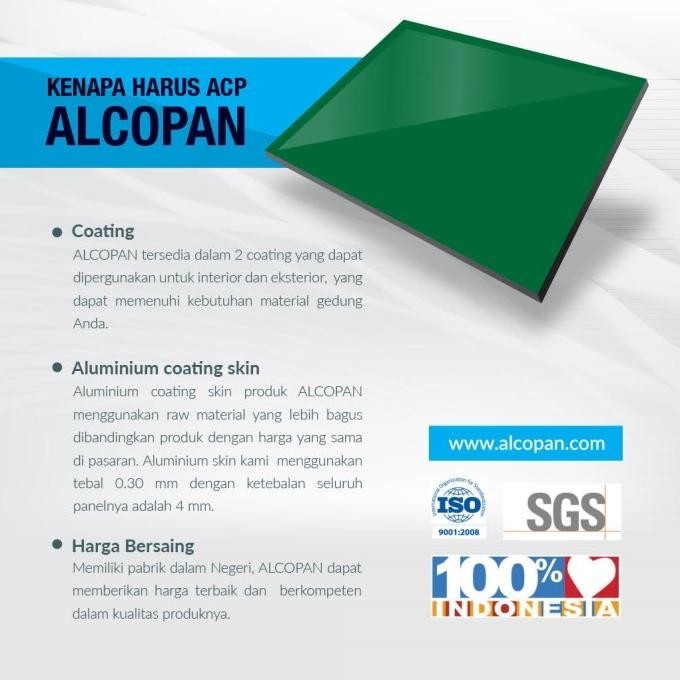 Jual ACP Alcopan Peak Green PVDF Outdoor 4mm aluminium composite panel ...