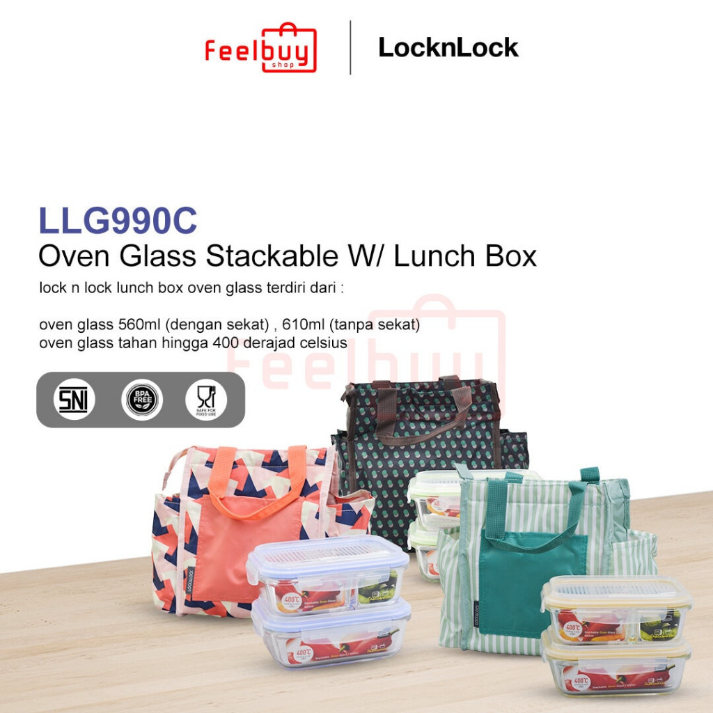 Jual LocknLock Oven Glass Stackable Lunch Box - LLG990C | Shopee Indonesia