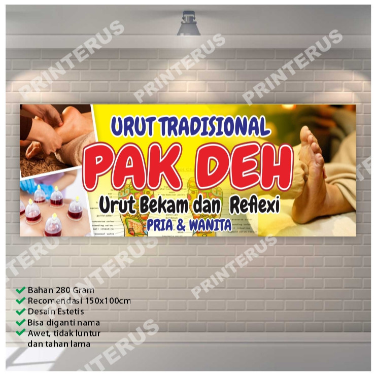 Jual spanduk banner jasa pijat urut refleksi bekam lintah pria dan ...