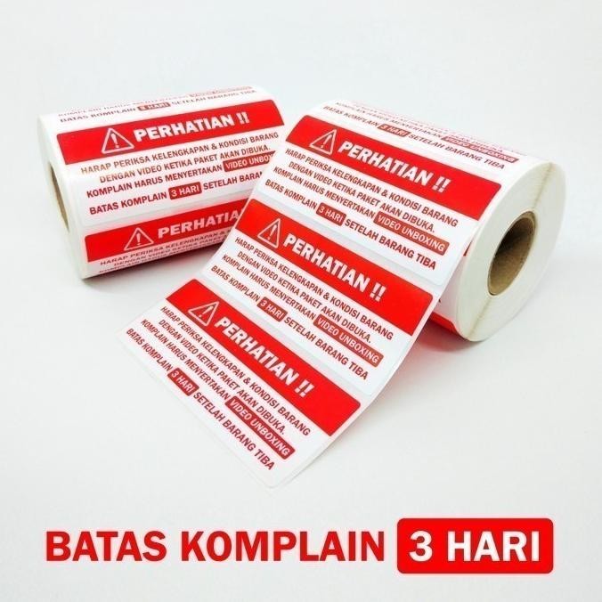 Jual Sticker Label Perhatian Video Unboxing 8,5 x 3,5 cm (1 roll/ 500 ...