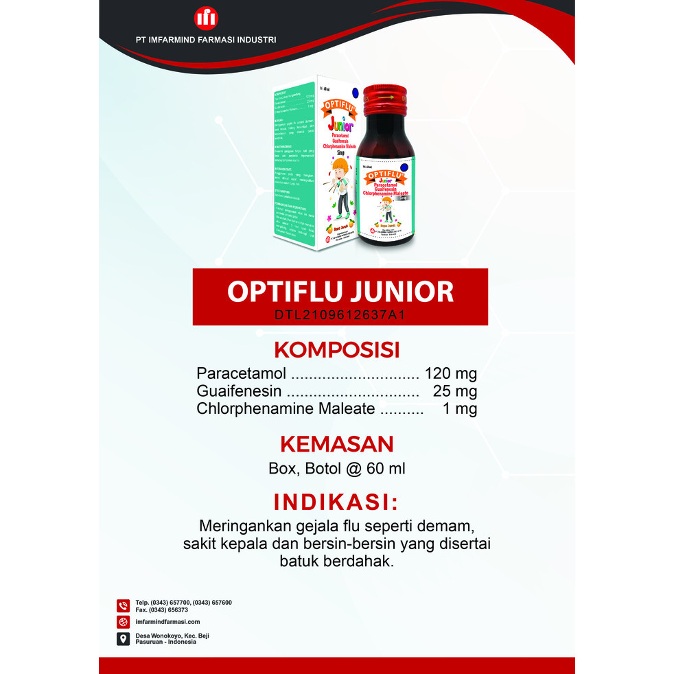 Jual OPTIFLU JUNIOR SIRUP RASA JERUK 60 ML MERINGANKAN GEJALA FLU DAN ...