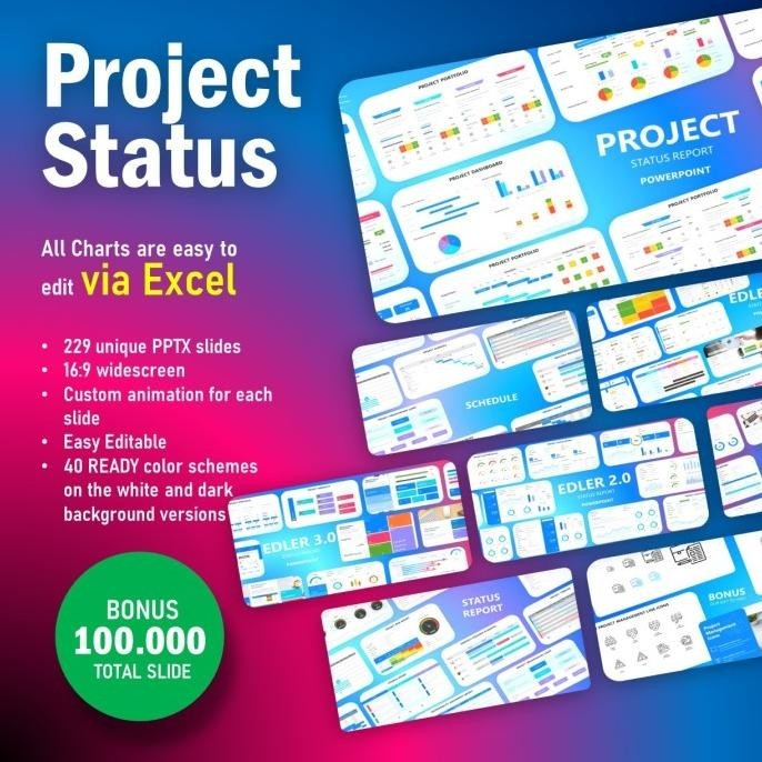 Jual Ready Project Status Powerpoint Template | Editable Excel | Shopee ...