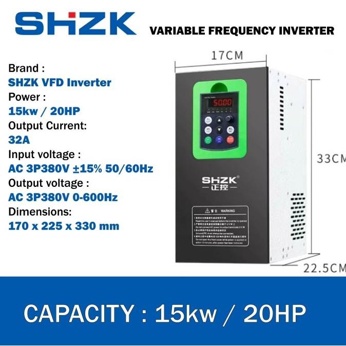 Jual Inverter SHZK 15KW 380V 3Phase 3P 20HP VFD Variable Frequency ...