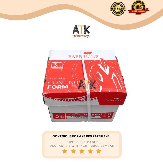 Jual Continous Form 9.5 X 11 3 Rangkap ( K3/2 PRS) Paperline atk ...