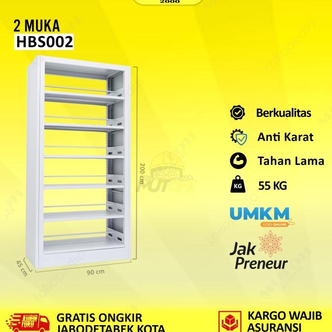 Jual Rak Buku Perpustakaan Rak Besi Perpustakaan Rak 2 Muka 6 Susun ...