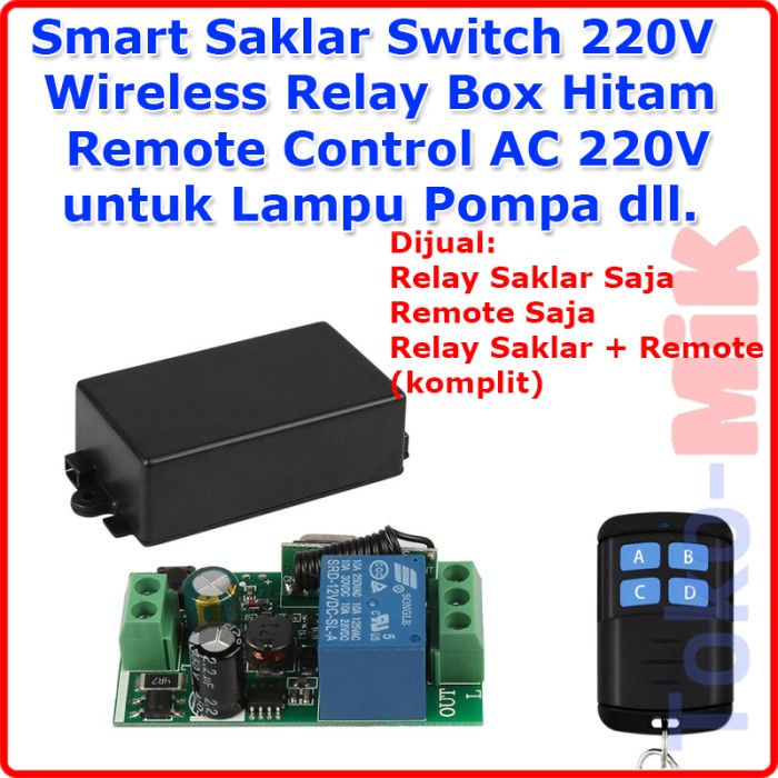 Jual TERLARIS Smart Saklar Switch Wireless Relay Box Hitam Remote ...
