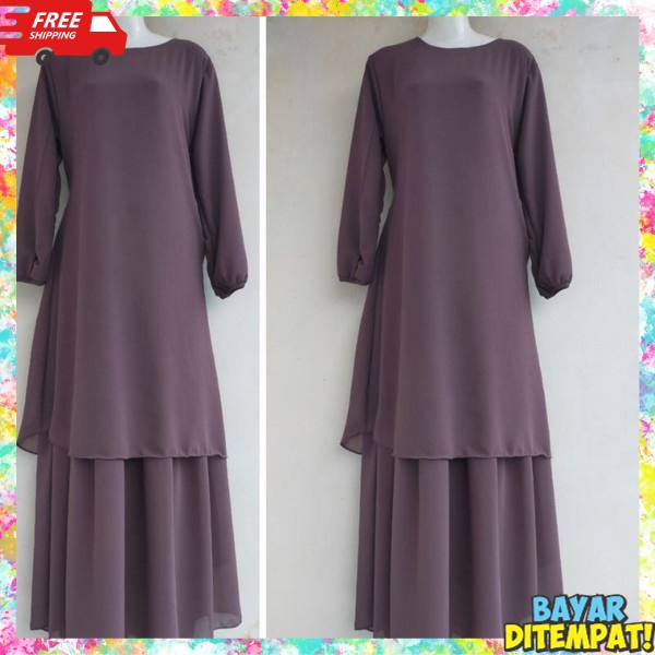 Jual Gamus Jubah Simple Elegant Dress Cewek Kekinian Pakaian W Gamis ...