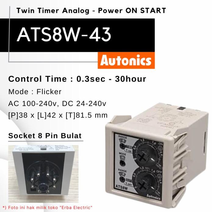 Jual For Sale Autonics Ats8W-43 240V Ac 24V Dc Twin Dual Timer Analog 8 ...