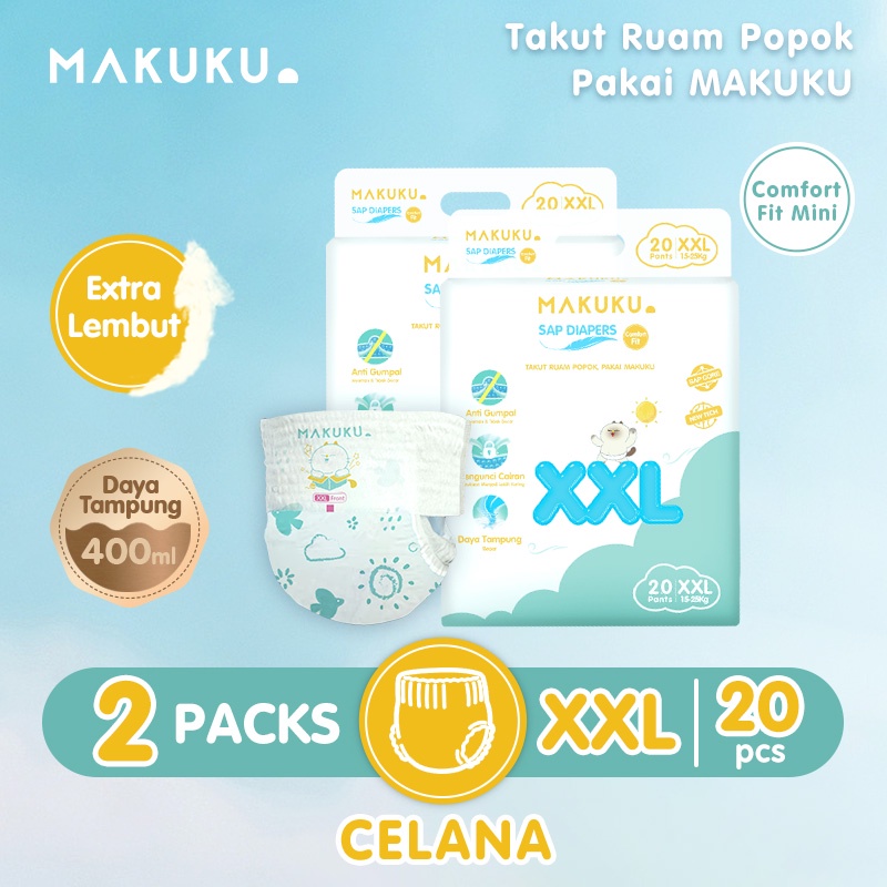 Jual [2 PACK] MAKUKU SAP Diapers Comfort Fit Mini Tape/Pants NB/S/M/L ...