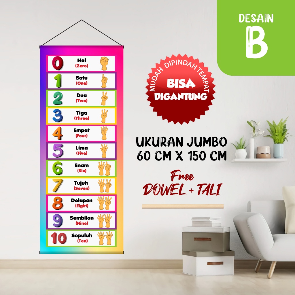 Jual Poster Edukasi Anak Belajar Ukuran Besar Jumbo Taman Kanak-Kanak