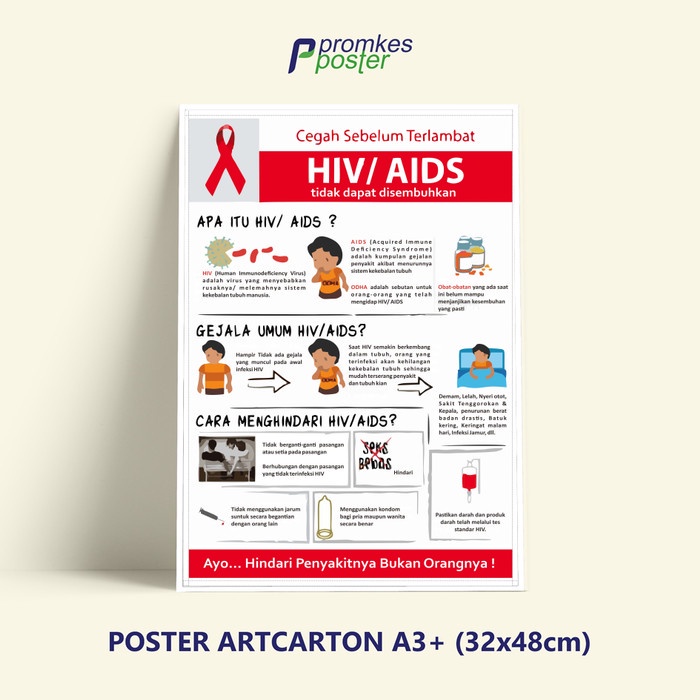 Jual Poster Kesehatan Cegah Sebelum Terlambat HIV / AIDS | Shopee Indonesia