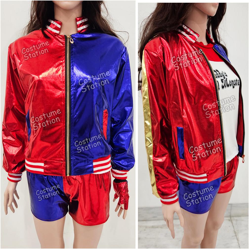 Disfraz De Harley Quinn Para Niñas/Mujer - 10 Piezas, Incluye Chaqueta, Pantalones, Camiseta, Bate Inflable Y Más