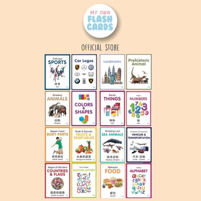 Jual My Own Flashcard / Flash Card Anak 3 Bahasa Kartu Pintar Edukasi ...