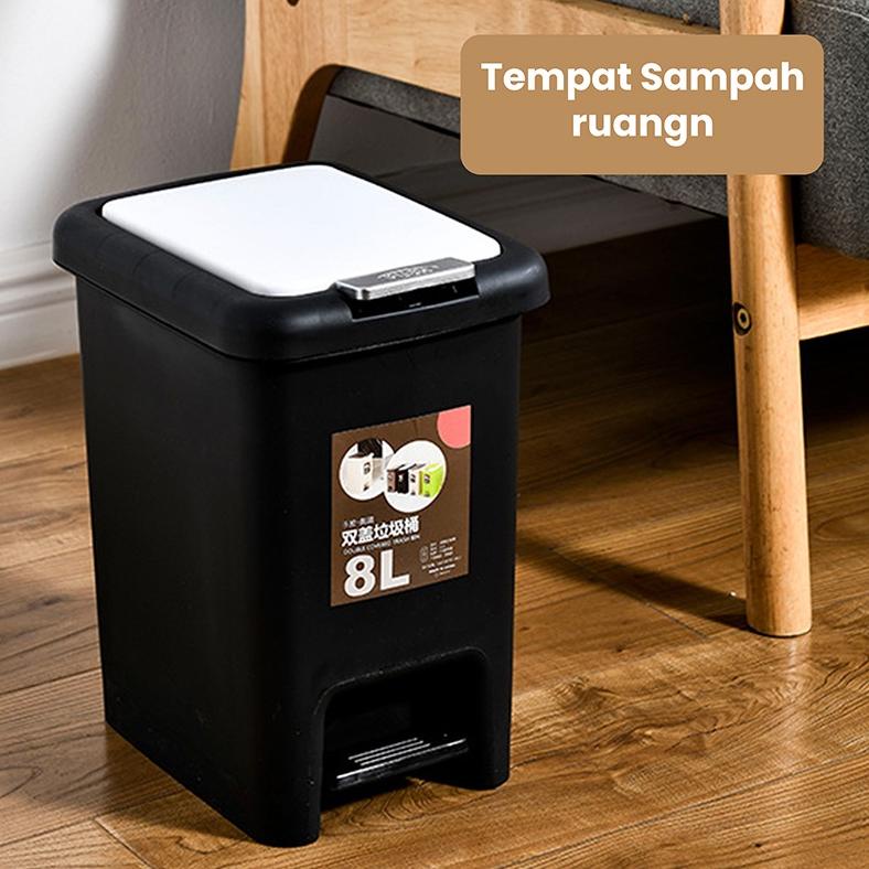 Jual Promo Dejavu Tempat Sampah Injak 8l 10l Tong Sampah Plastik Tertutup Trash Bin Kotak 5763