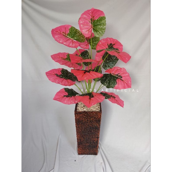 Jual Pohon hias sudut artificial jumbo 120cm cabang18+pot kayu/pohon