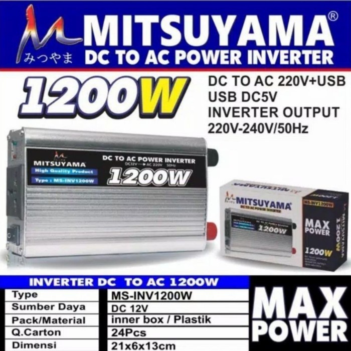 Jual Baru Power Inventer 1200 Watt Dc To Ac Mitsuyama Ms-Inv 1200 ...