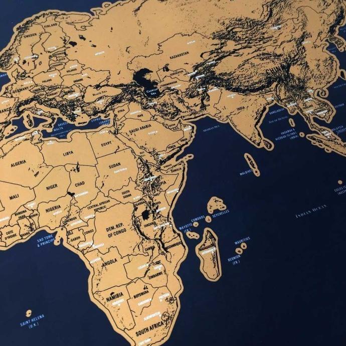 Jual Poster Peta Dunia Deluxe Scratch World Map for Travelers Detailed