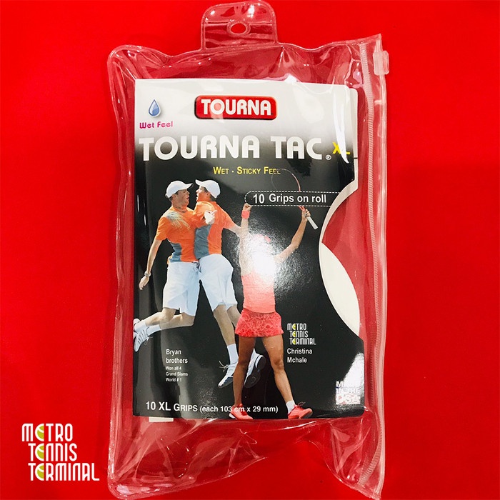 Sobreempuñaduras Tourna Mega Tac XL - Pack De 10, Sensación Húmeda Y Antideslizante, Para Tenis, Squash, Bádminton