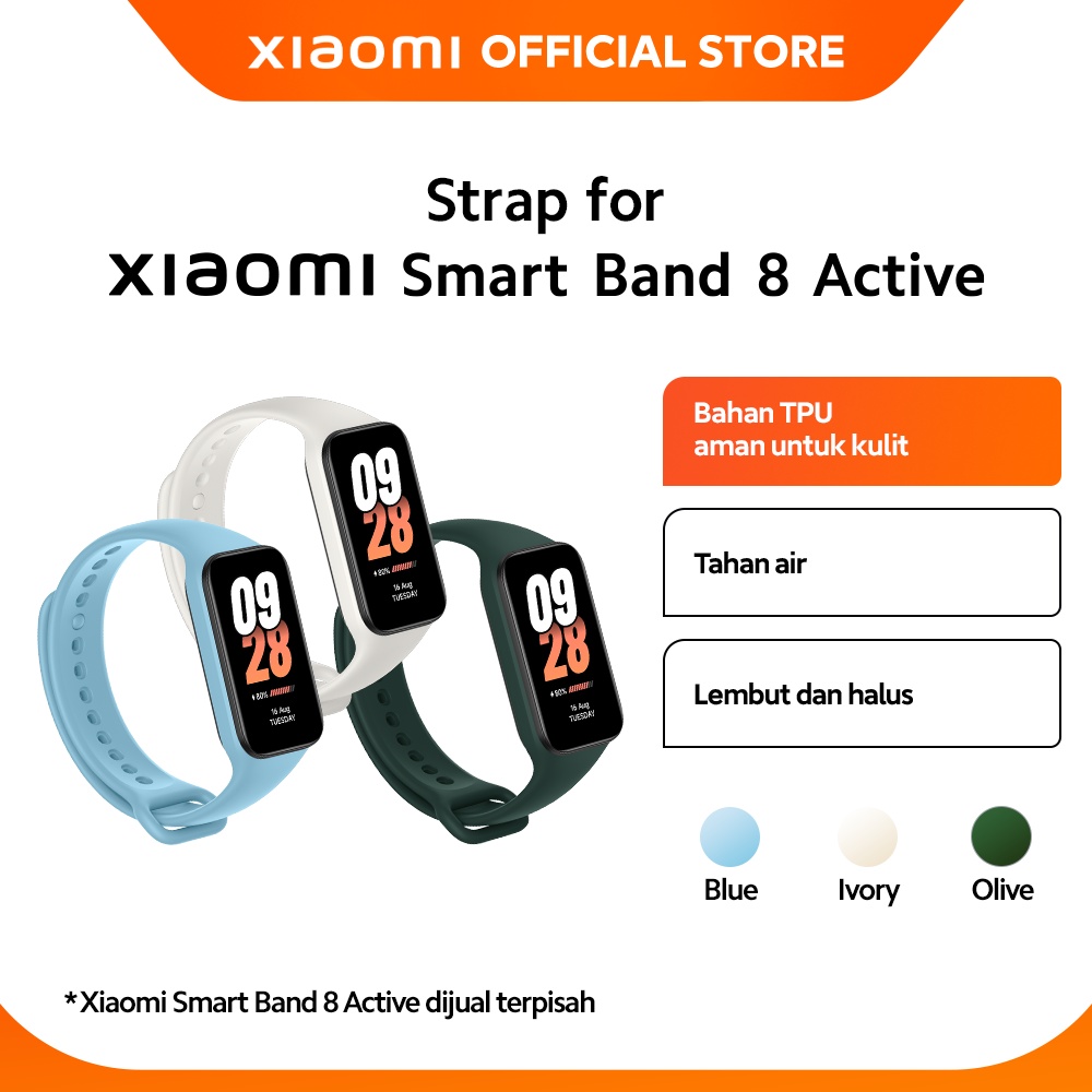 Jual Official Xiaomi Smart Band 8 Active Strap| Bahan TPU Aman Tahan ...