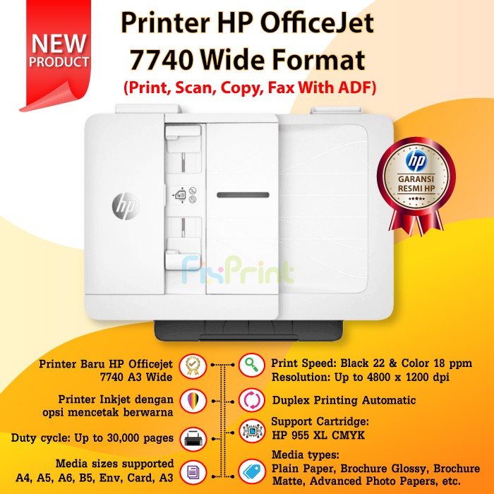 Jual Printer Hp Officejet Pro 7740 A3 Wide Format Print Scan Copy Fax ...