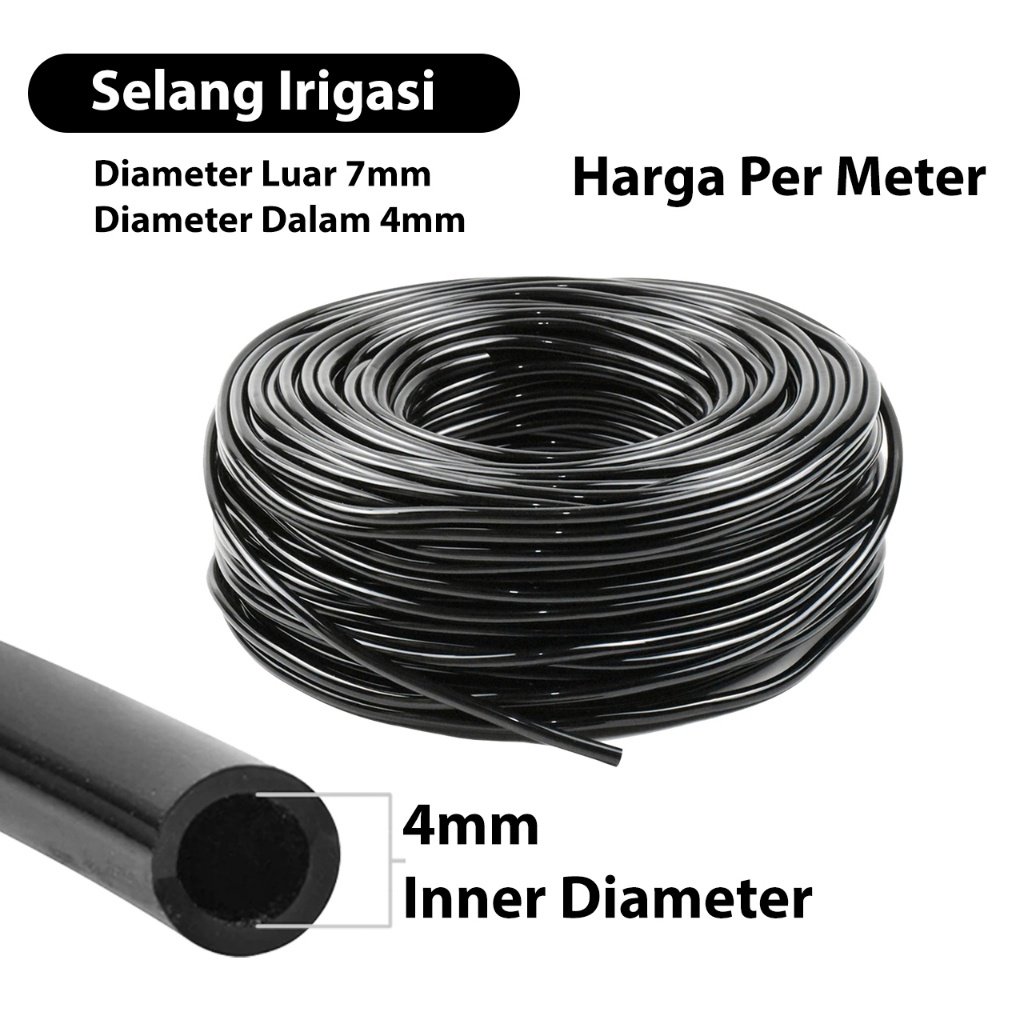 Ideku Selang Irigasi Kebun Selang Air PVC Tabung Irigasi Tetes Mikro untuk Menyiram Tanaman Pot Pipa Sprinter Bunga - Selang PE 7 mm Irigasi- Selang Hidroponik / Selang Irigasi NFT / DFT /Selang PE / Sprayer / Fogger Fertigasi Hidroponik