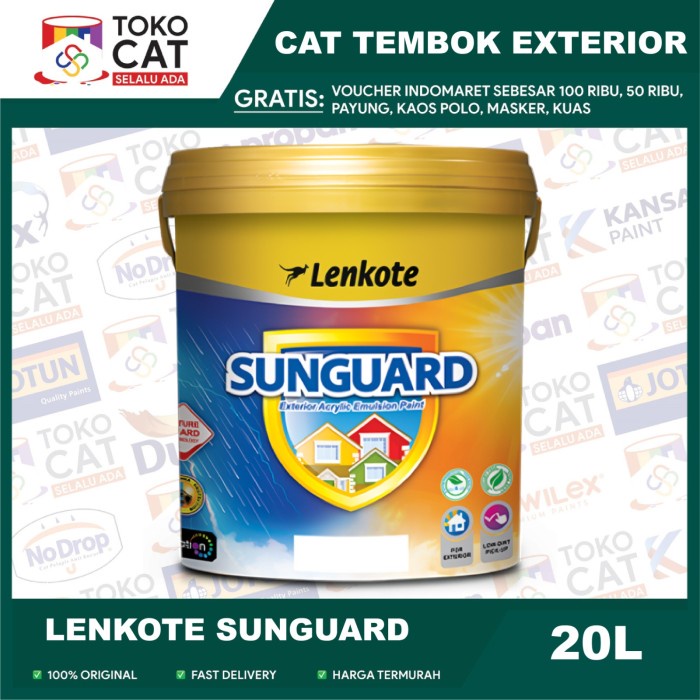 Jual Cat Tembok Luar Lenkote Sunguard Exterior Warna Putih 20 Liter Pail Cat Tembok Eksterior 9281